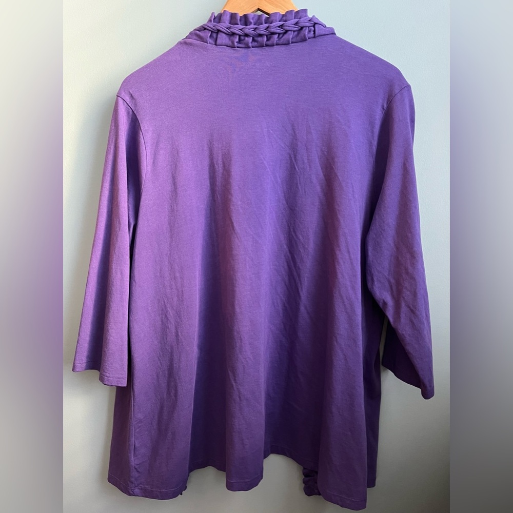 Coldwater Creek Open Front 3/4 Sleeve Purple Cardigan Size 1X - Picture 3 of 5